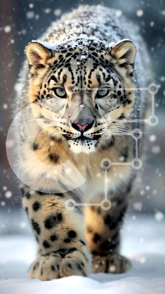 Σετ των 2 Intra Συλλεκτικό Ξύλινο Παζλ Plywood  4mm - Λεοπάρδαλη χιονιού που περπατά στο χιόνι - εικόνα αρχείου Σε Ξύλινο Κουτί - Διαστάσεις: 10x10 cm – 25 κομμάτια