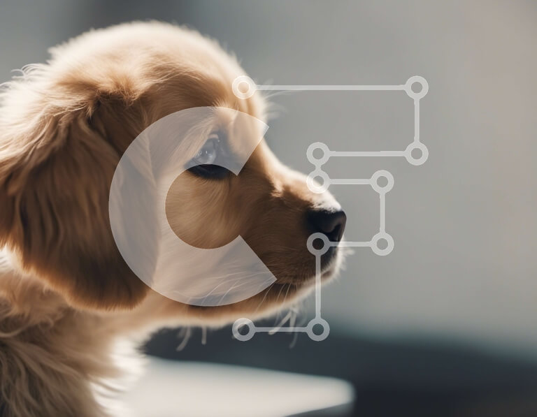 Σετ των 2 Intra Συλλεκτικό Ξύλινο Παζλ Plywood  4mm - Κοντινό πλάνο του προσώπου ενός κουταβιού Golden Retriever Σε Ξύλινο Κουτί - Διαστάσεις: 10x10 cm – 25 κομμάτια