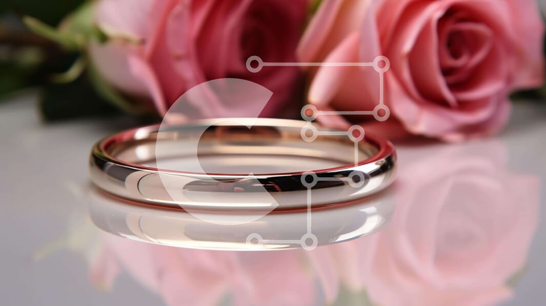 Intra Συλλεκτικό Ξύλινο Παζλ Plywood  4mm - Χρυσή μπάντα γάμου και ροζ τριαντάφυλλα Σε Ξύλινο Κουτί - Διαστάσεις Puzzle: 10x10 cm – 25 κομμάτια