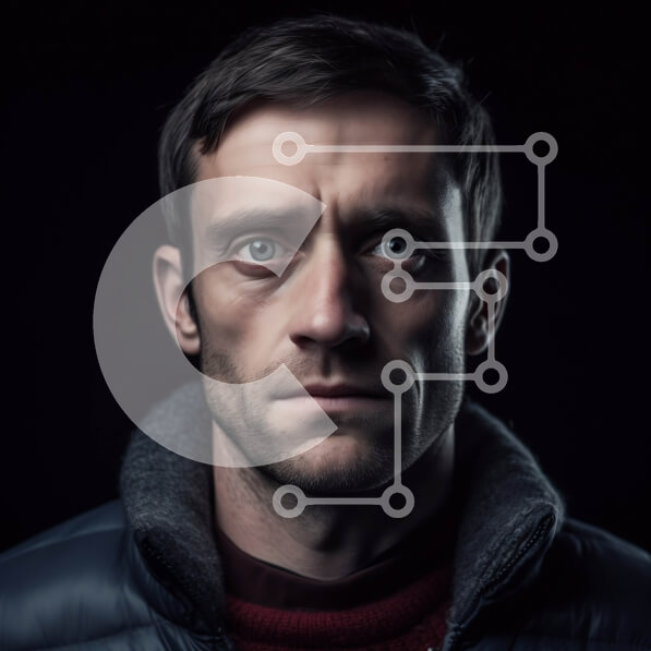 Intra Συλλεκτικό Ξύλινο Παζλ Plywood  4mm - Σοβαρός άνδρας με κόκκινο πουλόβερ και μαύρο σακάκι Σε Ξύλινο Κουτί - Διαστάσεις Puzzle: 10x10 cm – 25 κομμάτια