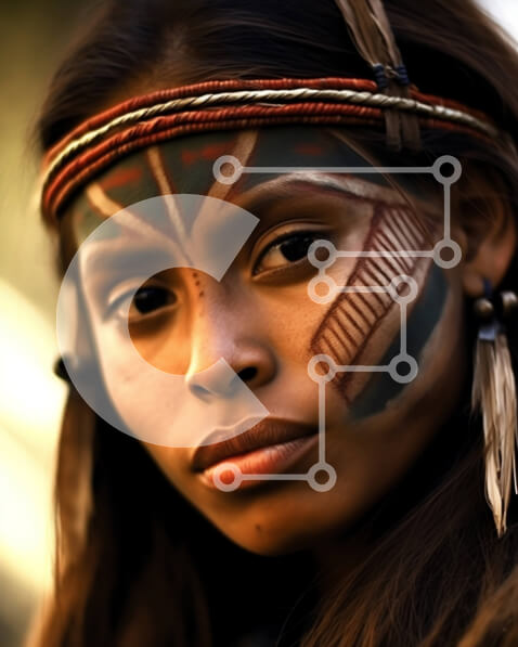 Intra Συλλεκτικό Ξύλινο Παζλ Plywood  4mm - Όμορφη εικόνα γυναίκας με παραδοσιακό χρώμα προσώπου και κοσμήματα Σε Ξύλινο Κουτί - Διαστάσεις Puzzle: 10x10 cm – 25 κομμάτια