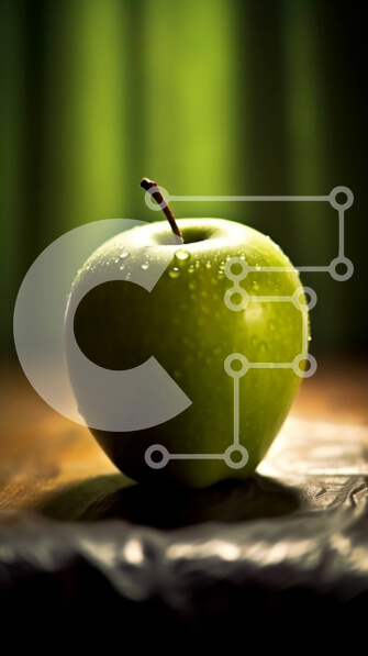 Intra Συλλεκτικό Ξύλινο Παζλ Plywood  4mm - Φρέσκο ​​πράσινο μήλο με σταγονίδια νερού σε έναν πίνακα - Φωτογραφία Αρχείου Σε Ξύλινο Κουτί - Διαστάσεις: 10x10 cm – 25 κομμάτια