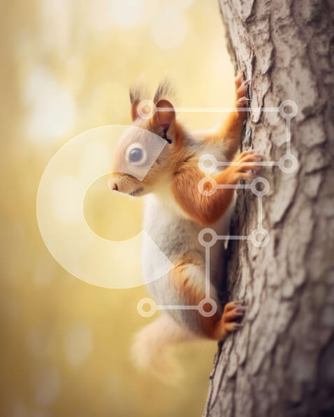 Σετ των 2 Intra Συλλεκτικό Ξύλινο Παζλ Plywood  4mm - Κόκκινος σκίουρος στο φθινοπωρινό δάσος - Φωτογραφία Αρχείου Σε Ξύλινο Κουτί - Διαστάσεις: 10x10 cm – 25 κομμάτια