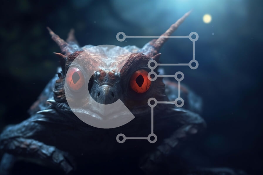 Intra Συλλεκτικό Ξύλινο Παζλ Plywood  4mm - Ανατριχιαστική εικόνα ενός δαιμονικού πλάσματος με κόκκινα μάτια σε ένα σκοτεινό δάσος Σε Ξύλινο Κουτί - Διαστάσεις Puzzle: 10x10 cm – 25 κομμάτια