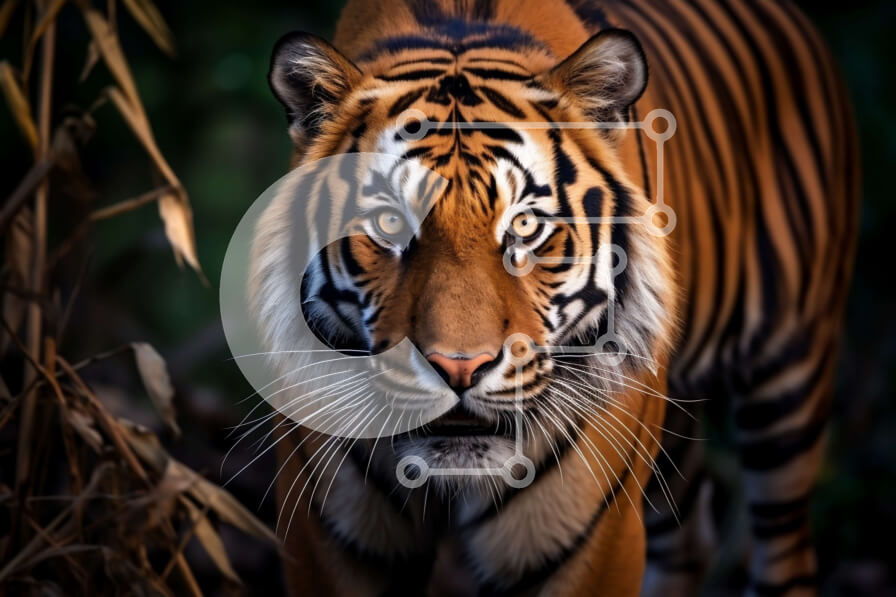 Σετ των 2 Intra Συλλεκτικό Ξύλινο Παζλ Plywood  4mm - Εκπληκτική εικόνα μιας τίγρης στην άγρια ​​φύση Σε Ξύλινο Κουτί - Διαστάσεις: 10x10 cm – 25 κομμάτια