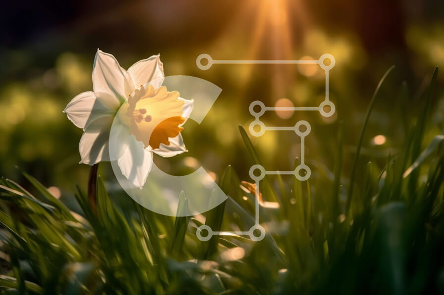 Intra Συλλεκτικό Ξύλινο Παζλ Plywood  4mm - Εκπληκτική εικόνα ενός λουλουδιού ασφόδελου σε ένα χωράφι στο ηλιοβασίλεμα Σε Ξύλινο Κουτί - Διαστάσεις: 10x10 cm – 25 κομμάτια