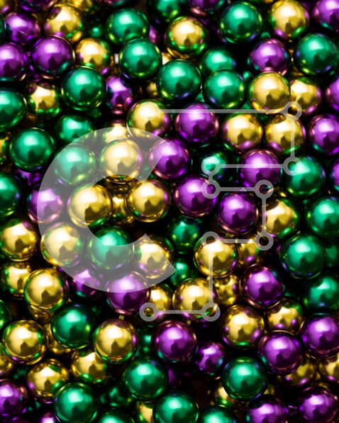 Intra Συλλεκτικό Ξύλινο Παζλ Plywood  4mm - Κοντινή εικόνα με πολύχρωμες χάντρες Mardi Gras Σε Ξύλινο Κουτί - Διαστάσεις: 10x10 cm – 25 κομμάτια