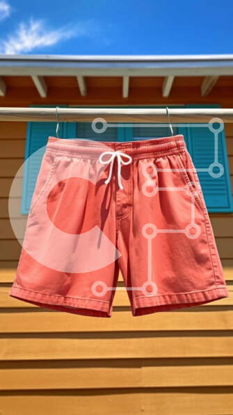 Intra Συλλεκτικό Ξύλινο Παζλ Plywood  4mm - Πολύχρωμη εικόνα ενός μαγιό που κρεμιέται σε ένα ρούχο έξω από ένα κίτρινο σπίτι Σε Ξύλινο Κουτί - Διαστάσεις Puzzle: 10x10 cm – 25 κομμάτια