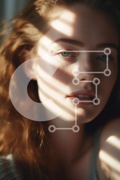 Intra Συλλεκτικό Ξύλινο Παζλ Plywood  4mm - Όμορφη εικόνα νεαρής κοκκινομάλλους γυναίκας με πράσινα μάτια Σε Ξύλινο Κουτί - Διαστάσεις Puzzle: 10x10 cm – 25 κομμάτια