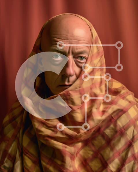 Intra Συλλεκτικό Ξύλινο Παζλ Plywood  4mm - Μοναδική φωτογραφία ενός άνδρα που φορά μια καρό κουβέρτα Σε Ξύλινο Κουτί - Διαστάσεις Puzzle: 10x10 cm – 25 κομμάτια