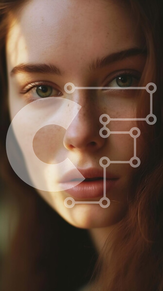 Intra Συλλεκτικό Ξύλινο Παζλ Plywood  4mm - Φυσικά όμορφη νεαρή γυναίκα με μακριά κόκκινα μαλλιά και πράσινα μάτια Σε Ξύλινο Κουτί - Διαστάσεις Puzzle: 10x10 cm – 25 κομμάτια