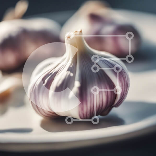 Σετ των 2 Intra Συλλεκτικό Ξύλινο Παζλ Plywood  4mm - Τρεις φρέσκες σκελίδες σκόρδου σε ένα άσπρο πιάτο Σε Ξύλινο Κουτί - Διαστάσεις: 10x10 cm – 25 κομμάτια