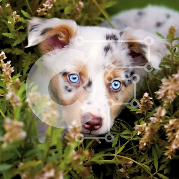 Intra Συλλεκτικό Ξύλινο Παζλ Plywood  4mm - Αξιολάτρευτη εικόνα κουταβιού που κρύβεται σε θάμνους Σε Ξύλινο Κουτί - Διαστάσεις: 10x10 cm – 25 κομμάτια