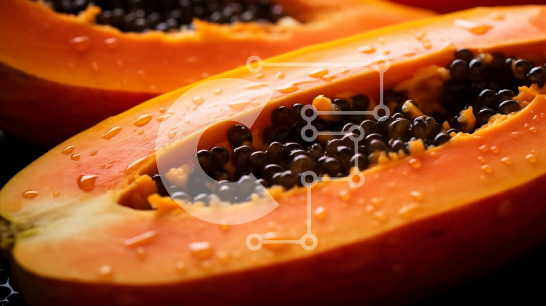 Σετ των 2 Intra Συλλεκτικό Ξύλινο Παζλ Plywood  4mm - Ώριμα μισά παπάγια με σταγόνες νερού Σε Ξύλινο Κουτί - Διαστάσεις: 10x10 cm – 25 κομμάτια