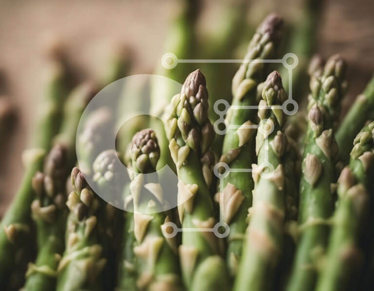 Σετ των 2 Intra Συλλεκτικό Ξύλινο Παζλ Plywood  4mm - Κοντινό πλάνο των πράσινων λόγχες σπαραγγιών που μεγαλώνουν Σε Ξύλινο Κουτί - Διαστάσεις: 10x10 cm – 25 κομμάτια