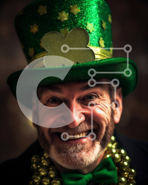 Intra Συλλεκτικό Ξύλινο Παζλ Plywood  4mm - Ευτυχισμένος άνδρας με πράσινο καπέλο και παπιγιόν Σε Ξύλινο Κουτί - Διαστάσεις Puzzle: 10x10 cm – 25 κομμάτια