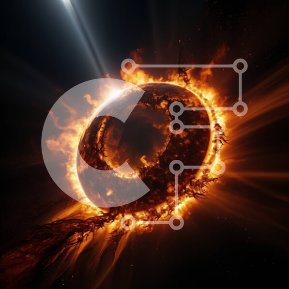 Intra Συλλεκτικό Ξύλινο Παζλ Plywood  4mm - Μυστηριώδης και προκαλεί δέος εικόνα μιας μαύρης τρύπας με φλόγες Σε Ξύλινο Κουτί - Διαστάσεις Puzzle: 10x10 cm – 25 κομμάτια