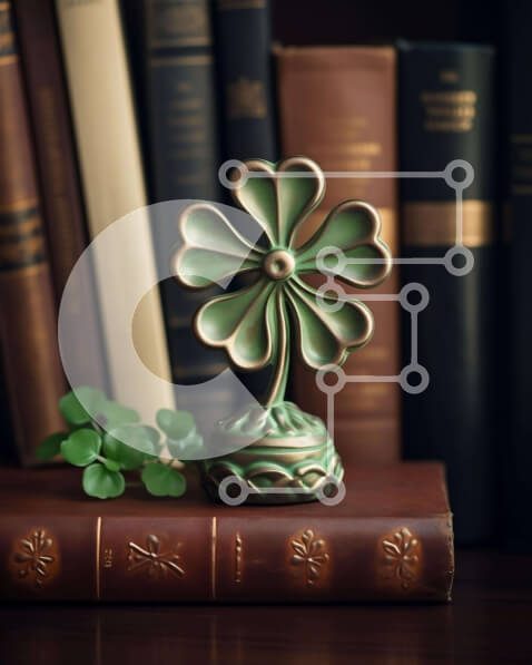 Intra Συλλεκτικό Ξύλινο Παζλ Plywood  4mm - Πράσινο ειδώλιο σε σχήμα τριφυλλιού σε βιβλία Σε Ξύλινο Κουτί - Διαστάσεις Puzzle: 10x10 cm – 25 κομμάτια