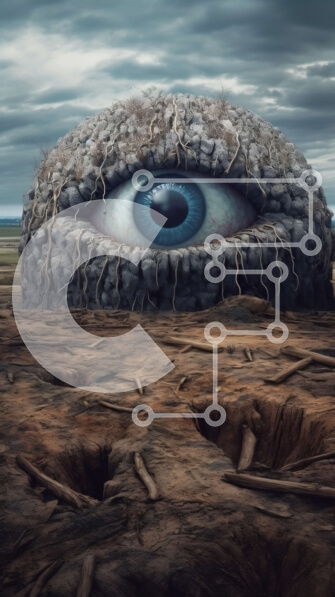 Σετ των 2 Intra Συλλεκτικό Ξύλινο Παζλ Plywood  4mm - Μοναδική λήψη τοπίου ενός γιγαντιαίου ματιού σε μια άγονη ερημιά Σε Ξύλινο Κουτί - Διαστάσεις: 10x10 cm – 25 κομμάτια