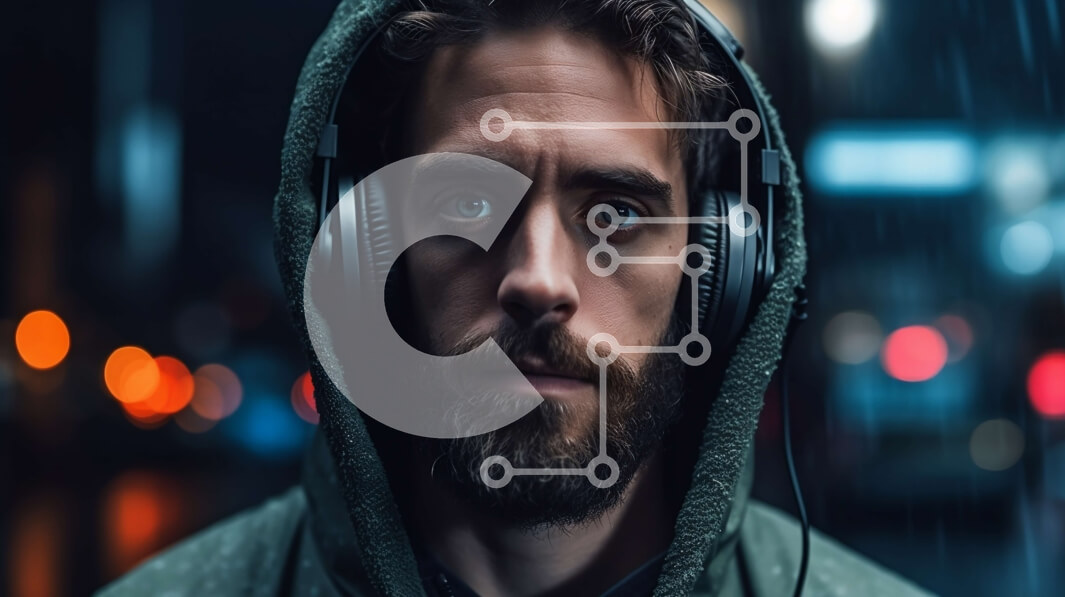 Intra Συλλεκτικό Ξύλινο Παζλ Plywood  4mm - Άνδρας με πράσινο κουκούλα και ακουστικά σε έναν δρόμο της πόλης τη νύχτα με βροχή Σε Ξύλινο Κουτί - Διαστάσεις Puzzle: 10x10 cm – 25 κομμάτια