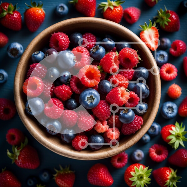 Σετ των 2 Intra Συλλεκτικό Ξύλινο Παζλ Plywood  4mm - Νόστιμα φρέσκα μούρα σε ένα όμορφο μπολ σε ένα σκούρο ξύλινο τραπέζι Σε Ξύλινο Κουτί - Διαστάσεις: 10x10 cm – 25 κομμάτια