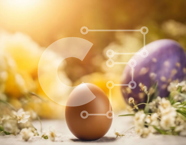 Σετ των 2 Intra Συλλεκτικό Ξύλινο Παζλ Plywood  4mm - Κοντινό πλάνο σοκολατένιο πασχαλινό αυγό με φόντο λουλουδιών Σε Ξύλινο Κουτί - Διαστάσεις: 10x10 cm – 25 κομμάτια