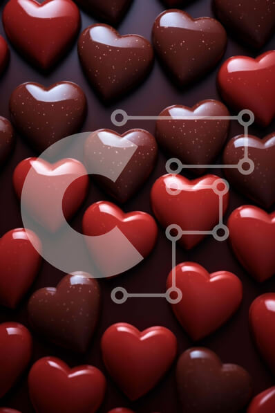 Σετ των 2 Intra Συλλεκτικό Ξύλινο Παζλ Plywood  4mm - Σοκολάτες σε σχήμα καρδιάς σε σκούρο φόντο Σε Ξύλινο Κουτί - Διαστάσεις: 10x10 cm – 25 κομμάτια