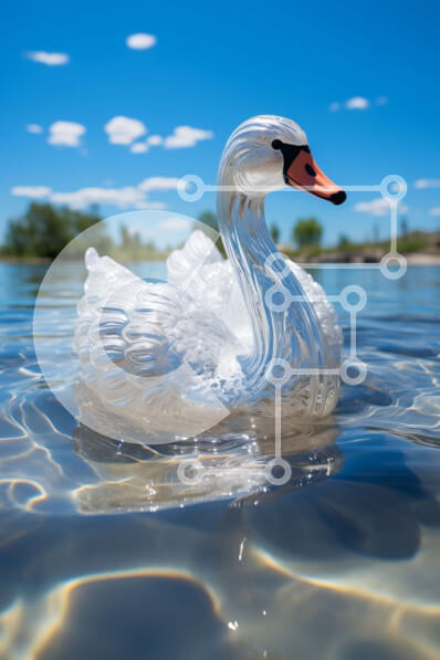 Σετ των 2 Intra Συλλεκτικό Ξύλινο Παζλ Plywood  4mm - Όμορφη εικόνα ενός λευκού κύκνου που κολυμπά στο νερό Σε Ξύλινο Κουτί - Διαστάσεις: 10x10 cm – 25 κομμάτια