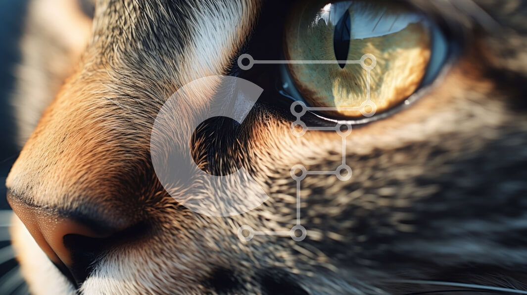 Σετ των 2 Intra Συλλεκτικό Ξύλινο Παζλ Plywood  4mm - Κοντινό πλάνο του προσώπου της γάτας με ριγέ γούνα και έντονα κίτρινα μάτια Σε Ξύλινο Κουτί - Διαστάσεις: 10x10 cm – 25 κομμάτια