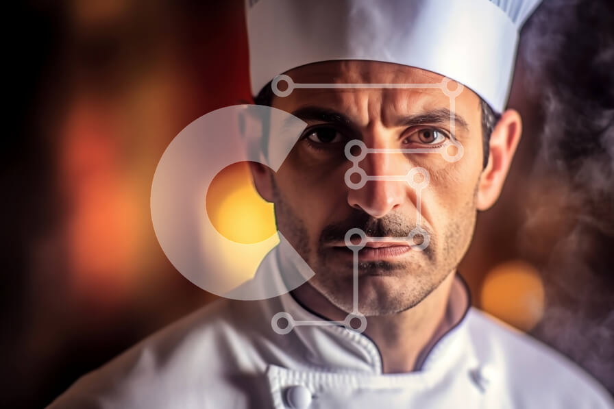 Σετ των 2 Intra Συλλεκτικό Ξύλινο Παζλ Plywood  4mm - Κοντινή εικόνα ενός σεφ σε μια κουζίνα εστιατορίου Σε Ξύλινο Κουτί - Διαστάσεις: 10x10 cm – 25 κομμάτια