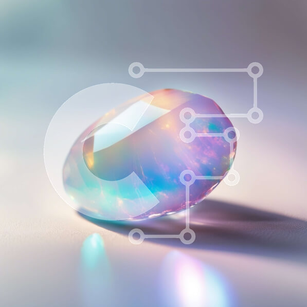 Σετ των 2 Intra Συλλεκτικό Ξύλινο Παζλ Plywood  4mm - Ζωντανός πολύτιμος λίθος Opal με στροβιλιζόμενα χρώματα σε λευκό φόντο Σε Ξύλινο Κουτί - Διαστάσεις: 10x10 cm – 25 κομμάτια