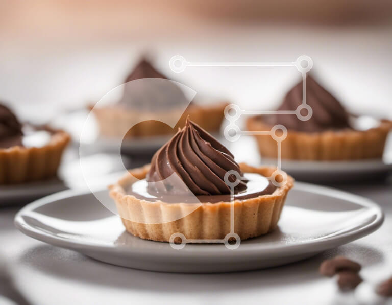 Σετ των 2 Intra Συλλεκτικό Ξύλινο Παζλ Plywood  4mm - Ομάδα μίνι τάρτες σοκολάτας με παγωμένο σοκολάτα Σε Ξύλινο Κουτί - Διαστάσεις: 10x10 cm – 25 κομμάτια