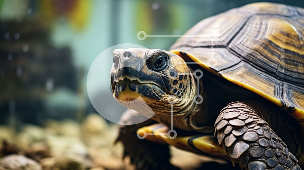 Intra Συλλεκτικό Ξύλινο Παζλ Plywood  4mm - Χελώνα σε βραχώδη επιφάνεια με φόντο νερό Σε Ξύλινο Κουτί - Διαστάσεις: 10x10 cm – 25 κομμάτια