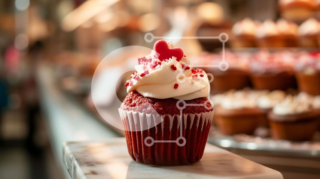 Σετ των 2 Intra Συλλεκτικό Ξύλινο Παζλ Plywood  4mm - Κόκκινο Cupcake με Πασπαλίσματα σε σχήμα καρδιάς Σε Ξύλινο Κουτί - Διαστάσεις: 10x10 cm – 25 κομμάτια