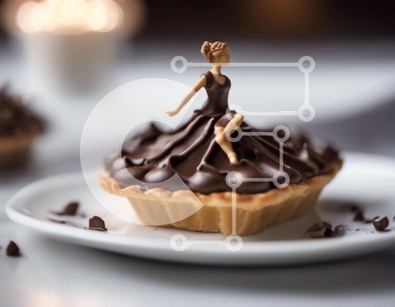 Σετ των 2 Intra Συλλεκτικό Ξύλινο Παζλ Plywood  4mm - Σοκολατένιο κέικ με περίτεχνα σκαλιστή γυναικεία φιγούρα Σε Ξύλινο Κουτί - Διαστάσεις: 10x10 cm – 25 κομμάτια