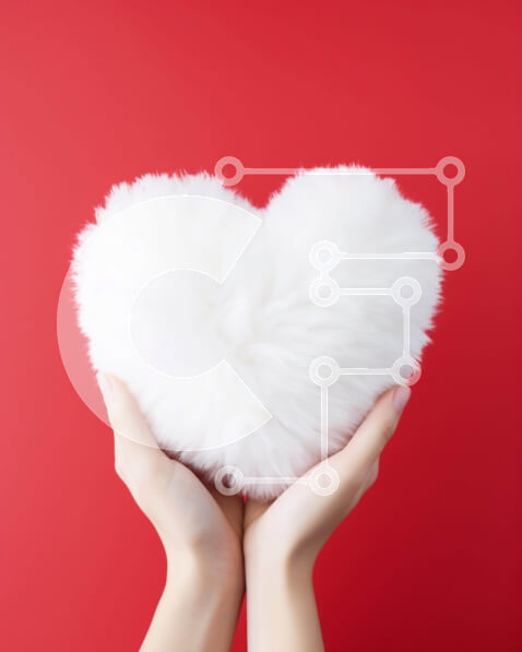 Intra Συλλεκτικό Ξύλινο Παζλ Plywood  4mm - Χέρια που κρατούν το μαξιλάρι σε σχήμα καρδιάς σε κόκκινο φόντο Σε Ξύλινο Κουτί - Διαστάσεις: 10x10 cm – 25 κομμάτια