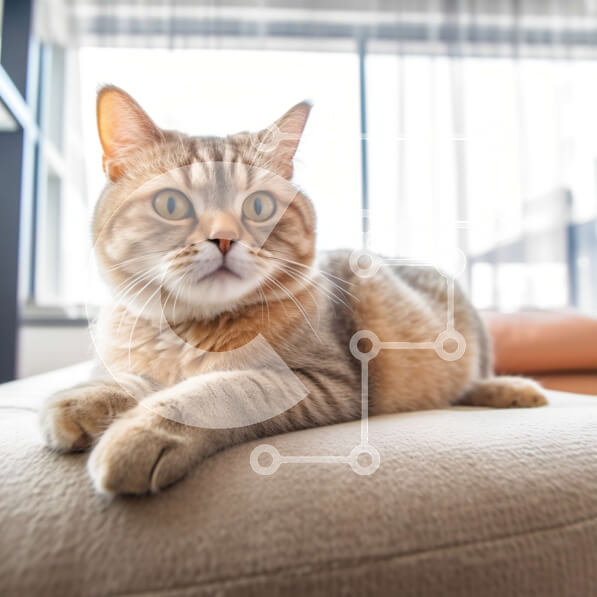 Intra Συλλεκτικό Ξύλινο Παζλ Plywood  4mm - Αξιολάτρευτη εικόνα μιας γάτας τζίντζερ που κάθεται σε έναν άνετο καναπέ σε ένα σαλόνι Σε Ξύλινο Κουτί - Διαστάσεις: 10x10 cm – 25 κομμάτια