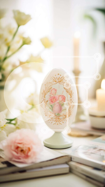 Intra Συλλεκτικό Ξύλινο Παζλ Plywood  4mm - Διακόσμηση πασχαλινών αυγών στο τραπέζι με λουλούδια και βιβλία Σε Ξύλινο Κουτί - Διαστάσεις: 10x10 cm – 25 κομμάτια