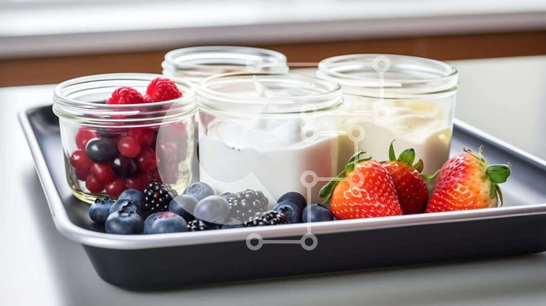 Σετ των 2 Intra Συλλεκτικό Ξύλινο Παζλ Plywood  4mm - Δίσκος με φρέσκα φρούτα με γάλα Σε Ξύλινο Κουτί - Διαστάσεις: 10x10 cm – 25 κομμάτια