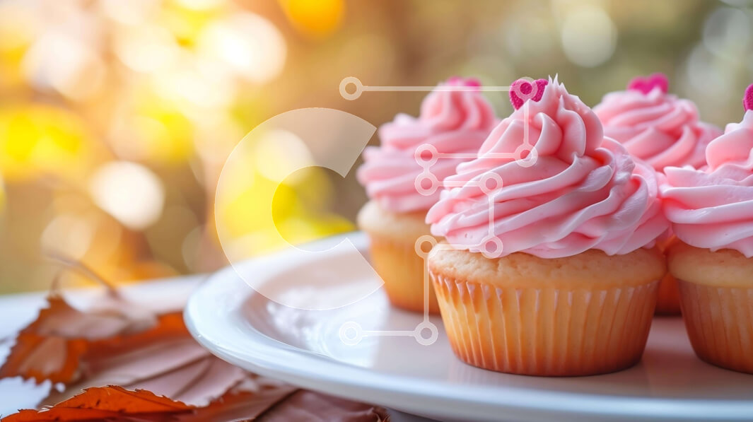 Σετ των 2 Intra Συλλεκτικό Ξύλινο Παζλ Plywood  4mm - Τρία ροζ cupcakes σε λευκό πιάτο με φύλλα Σε Ξύλινο Κουτί - Διαστάσεις: 10x10 cm – 25 κομμάτια