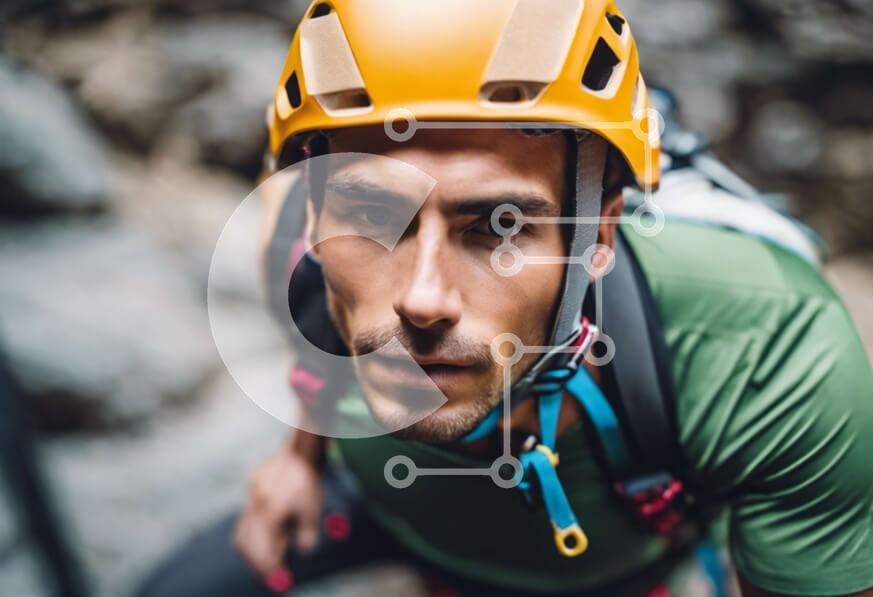 Intra Συλλεκτικό Ξύλινο Παζλ Plywood  4mm - Υπαίθρια περιπέτεια - Άνθρωπος με εξοπλισμό αναρρίχησης Σε Ξύλινο Κουτί - Διαστάσεις Puzzle: 10x10 cm – 25 κομμάτια