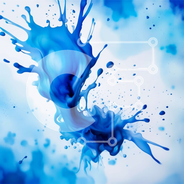 Intra Συλλεκτικό Ξύλινο Παζλ Plywood  4mm - Ζωντανή εικόνα μπλε μελανιού που πιτσιλίζει σε έναν καθαρό καμβά Σε Ξύλινο Κουτί - Διαστάσεις Puzzle: 10x10 cm – 25 κομμάτια