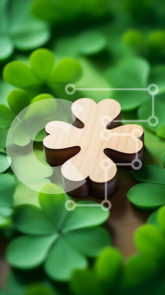 Intra Συλλεκτικό Ξύλινο Παζλ Plywood  4mm - Τριφύλλι και ξύλινο τριφύλλι ημέρας του Αγίου Πατρικίου Σε Ξύλινο Κουτί - Διαστάσεις: 10x10 cm – 25 κομμάτια