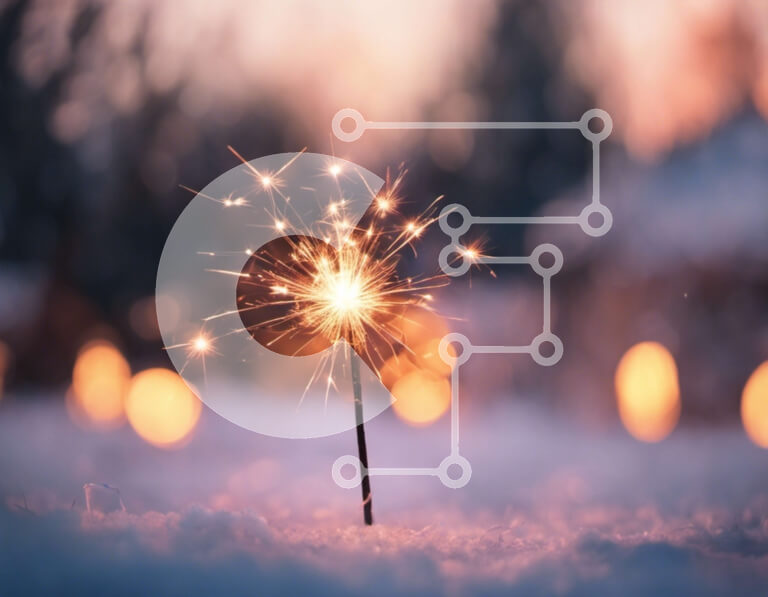 Intra Συλλεκτικό Ξύλινο Παζλ Plywood  4mm - Sparkler στο χιόνι για την παραμονή της Πρωτοχρονιάς ή ειδικές περιστάσεις Σε Ξύλινο Κουτί - Διαστάσεις Puzzle: 10x10 cm – 25 κομμάτια