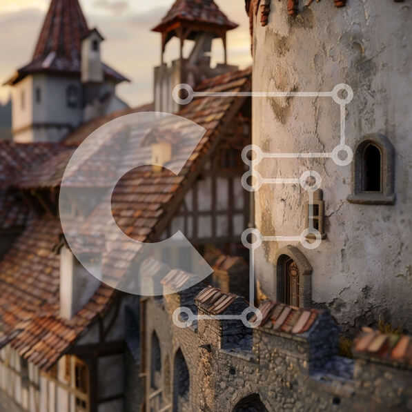 Intra Συλλεκτικό Ξύλινο Παζλ Plywood  4mm - Μινιατούρα Κάστρο από τούβλο και πέτρα Σε Ξύλινο Κουτί - Διαστάσεις Puzzle: 10x10 cm – 25 κομμάτια