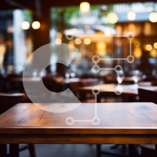 Intra Συλλεκτικό Ξύλινο Παζλ Plywood  4mm - Εσωτερικό εστιατορίου Dimly Lit με άδειο τραπέζι και καρέκλες Σε Ξύλινο Κουτί - Διαστάσεις Puzzle: 10x10 cm – 25 κομμάτια