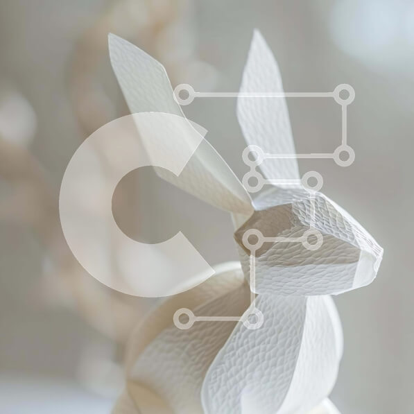 Intra Συλλεκτικό Ξύλινο Παζλ Plywood  4mm - Λευκό λαγουδάκι Origami στο τραπέζι Σε Ξύλινο Κουτί - Διαστάσεις Puzzle: 10x10 cm – 25 κομμάτια