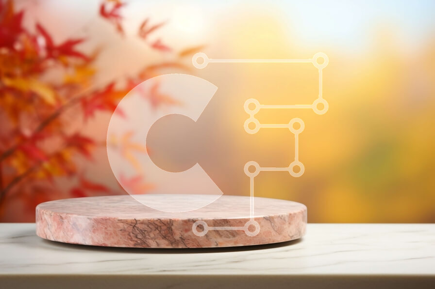 Intra Συλλεκτικό Ξύλινο Παζλ Plywood  4mm - Λευκό και ροζ μαρμάρινο τραπέζι με θολά φθινοπωρινά φύλλα Σε Ξύλινο Κουτί - Διαστάσεις Puzzle: 10x10 cm – 25 κομμάτια