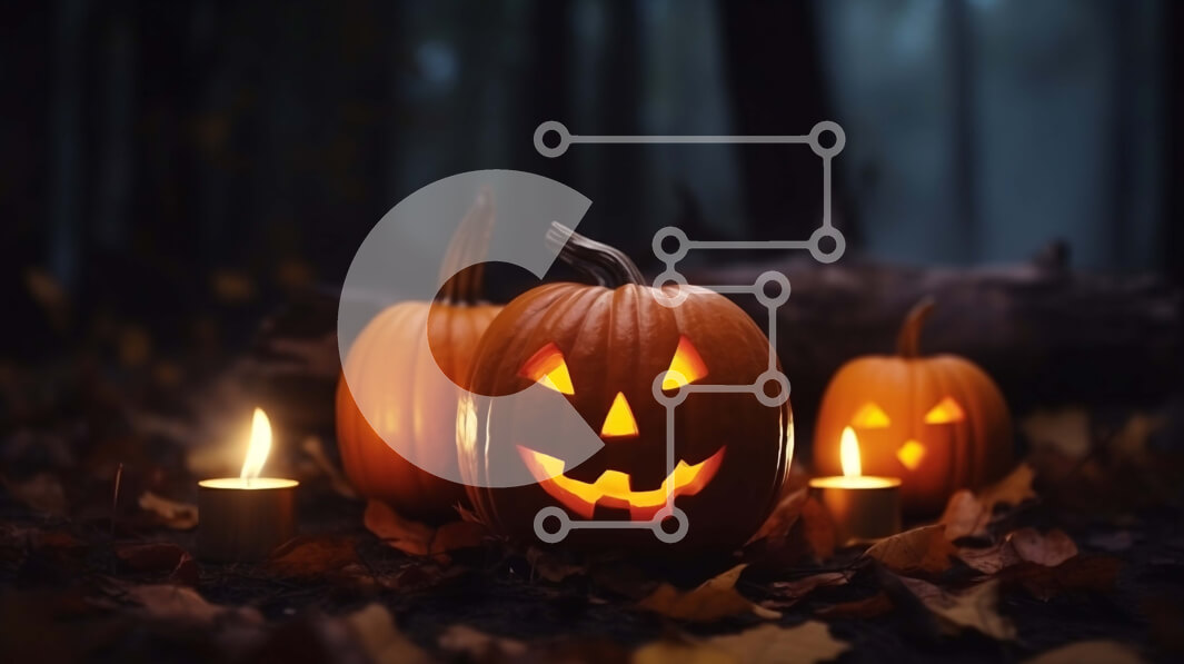 Intra Συλλεκτικό Ξύλινο Παζλ Plywood  4mm - Απόκριες κολοκύθες σε ένα σκοτεινό δάσος με το φως των κεριών Σε Ξύλινο Κουτί - Διαστάσεις Puzzle: 10x10 cm – 25 κομμάτια