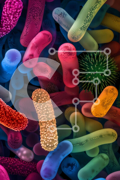 Intra Συλλεκτικό Ξύλινο Παζλ Plywood  4mm - Πολύχρωμοι μικροοργανισμοί - βακτήρια, ιοί και πρωτόζωα Σε Ξύλινο Κουτί - Διαστάσεις Puzzle: 10x10 cm – 25 κομμάτια